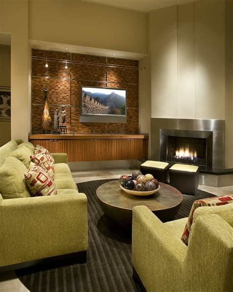 Stainless Steel Fireplace In Modern Sleek Living Room