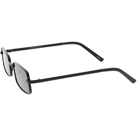 Classic Small Metal Rectangle Sunglasses Neutral Colored Flat Lens 54mm Neutral Color Flats