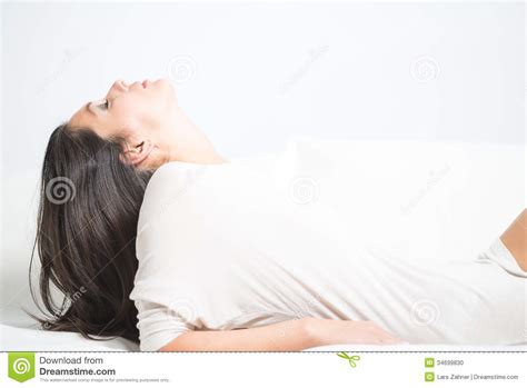 Woman Reclining With Her Head Tilted Back Stock Photo Image Of Head
