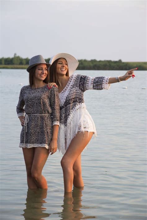 Two Beautiful Girls At The Lake Stock Image Image Of Pretty