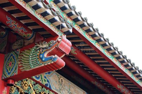 Chinese Dragon Head Decoration On The Chinese Architecture On Th Stock