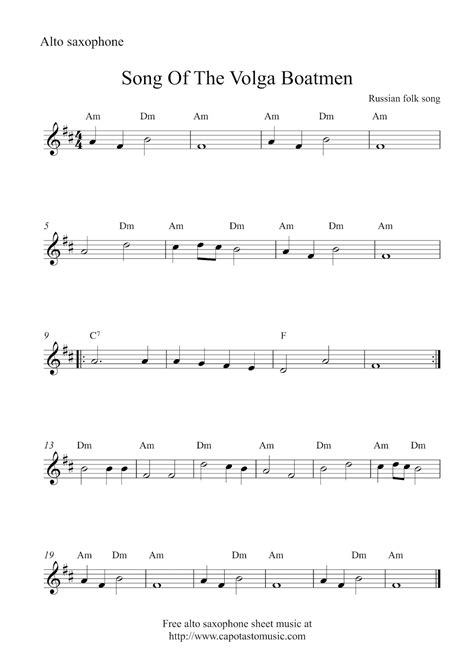 Free Music Sheets For Alto Saxophone Printable