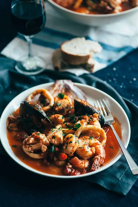 I leave the shells on the shrimp during the cooking process because that's where a lot of the flavor comes from. Seafood Stew - Souvlaki For The Soul