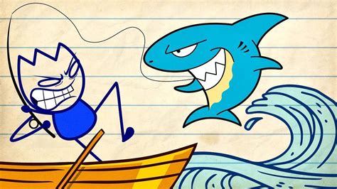 Catching Wild Seafood In Shark Bait 🐶 Pencilmation Animation Cartoons