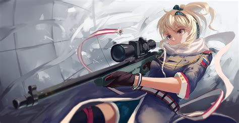 Wallpaper Gun Anime Girls Weapon Original Characters Sniper Rifle Clothing Accuracy