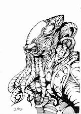 Cthulhu Line Drawing Coloring sketch template