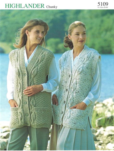 womens long waistcoat knitting pattern pdf ladies leaf pattern etsy uk long waistcoat