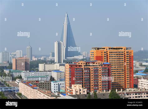 North Korea Pyongyang May 1 2019 View On The Ryugyong Hotel An