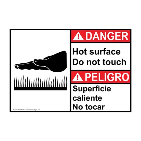 Ansi Danger Hot Surface Do Not Touch Bilingual Sign Adb 3870