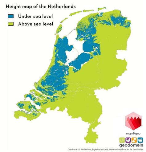 Height Map Of The Netherlands Showing Land Under Sea Level R Europe