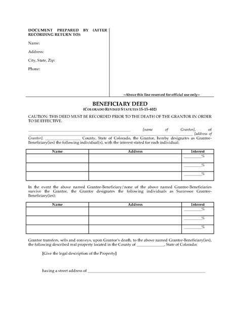 Colorado Beneficiary Deed Form Fill And Sign Printable Template