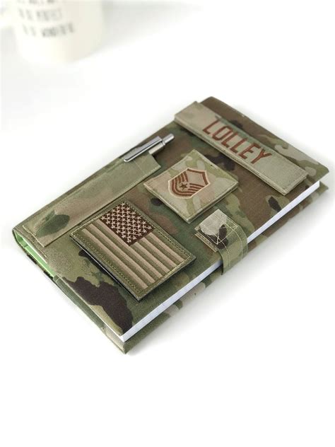 Military Book Cover For Green Journal With Loop Tape For Name Tags