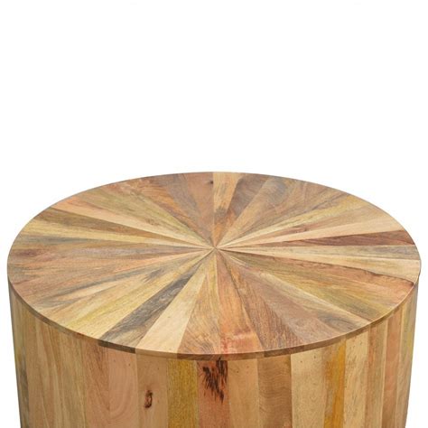 Solid Oak Finished Mango Wood Round Coffee Table - Nico ...