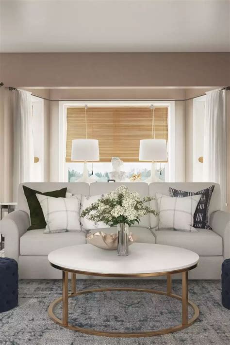 View This Modern Glam Farmhouse Living Room Design From Havenly