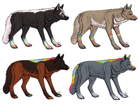 Rainbow Wolf Adopts Open By Rainundead On Deviantart