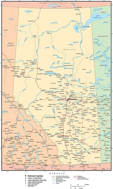Large Detailed Map Of Alberta With Cities And Towns The Alberta