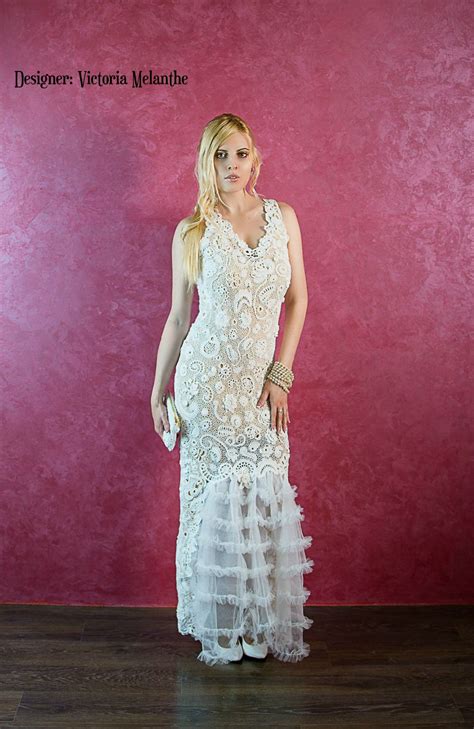 An original vintage wedding dress made of heavy damask which gives this bespoke piece a wonderful drape. Crochet wedding dress, Wedding dress Irish Lace, royal ...