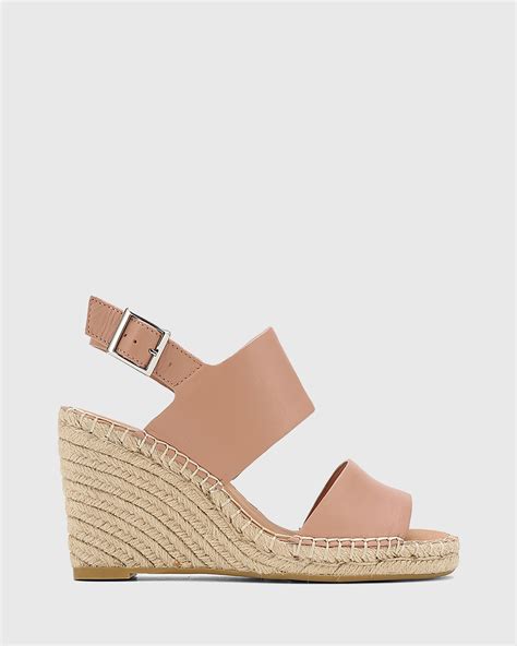 Vale Leather Open Toe Espadrille Wedges Pink By Wittner Shoesales