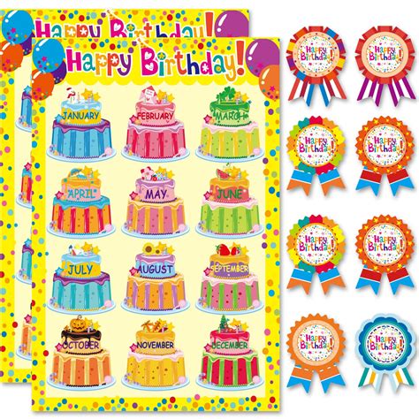 Buy Happy Birthday Chart For Classroom Birthday And Sticker Decoration