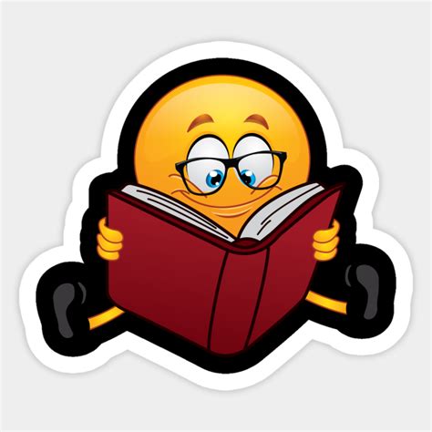 Nerdy Reading Emoticon Cute Reading Emoticon T Emoji Sticker Teepublic