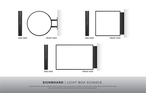 signboard blank  square rectangle lightbox signage mockup template mounted   wall