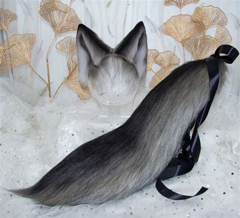 Cosplay Grey Wolf Ears And Tail Set Tall Ears Etsy