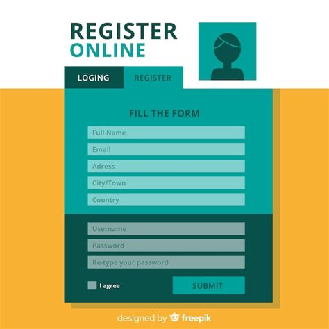 Modern Registration Form Template With Flat Design Vector Free Download