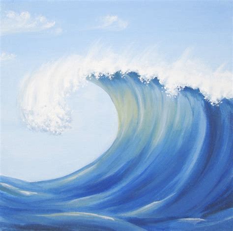 Ocean Wave Painting Original Blue Wave Painting Blue Sea