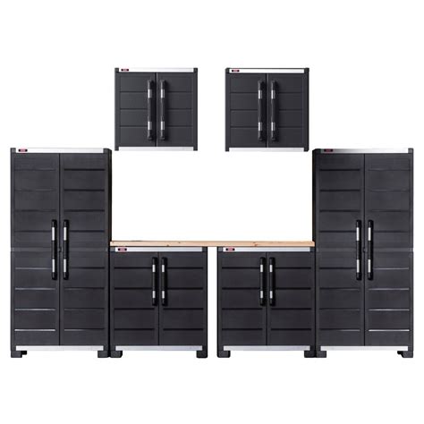 Keter Xl Pro Ready To Assemble Garage Storage Cabinet Set Black