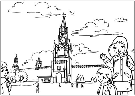 How can a russia coloring page help improve your child's geographic and culture awareness? Coloring page - Kremlin