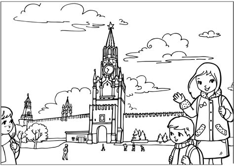 How can a russia coloring page help improve your child's geographic and culture awareness? Coloring page - Kremlin