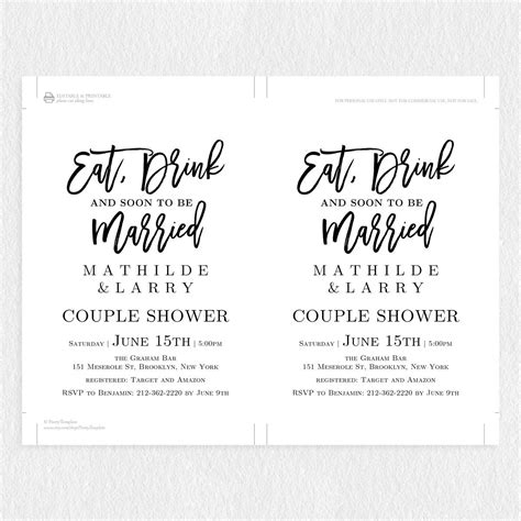 printable couples shower invitation couples shower invites etsy