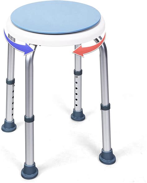 Costway 360° Rotating Round Shower Stool 6 Position Height Adjustable