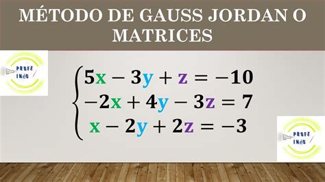 Sistema De Ecuaciones Lineales 3x3 Por El MÉtodo De Gauss Jordan Youtube