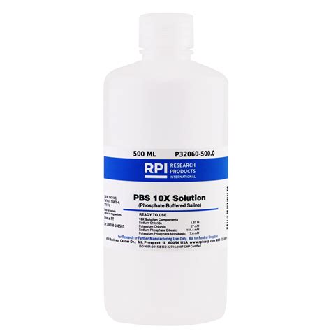 P32060 5000 Phosphate Buffered Saline 10x Solution 500 Milliliters