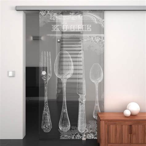Die glasschiebetür modell agii besticht durch offen gestaltete technik in hochwertigem edelstahl. Glasschiebetür gelasert mit Motiv Retro Küche 989705806