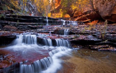 Wallpaper Autumn Landscape Nature River Rocks Waterfall Images For