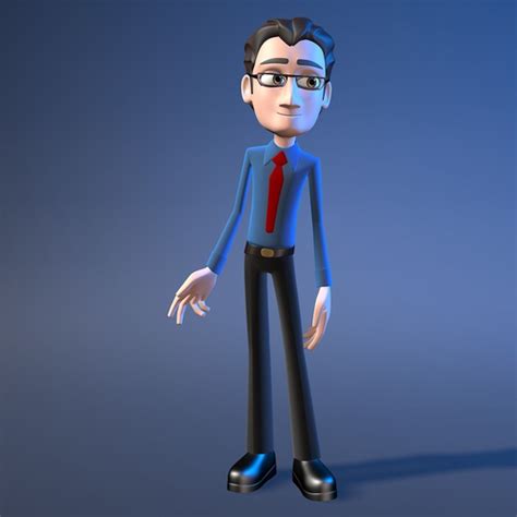 2 Cartoon Rigged Office Characters 3d Model Rigged Max Obj Fbx Mtl Tga
