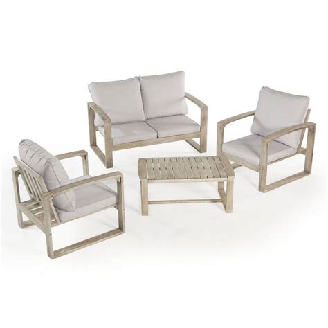 4 piece garden lounge sofa set poly rattan gray outdoor patio lounger seat. Rimini Garden Sofa Set Grey - Buy Online at QD Stores