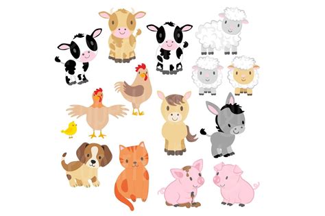 Farm Animals Clipart And Digital Paper Set By Paperhutdesigns