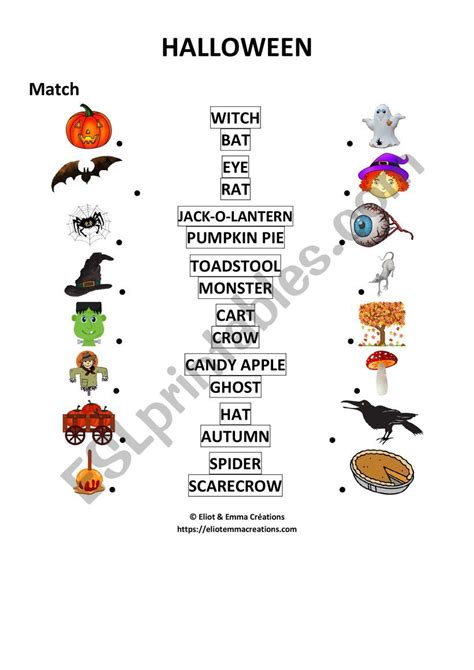 Halloween Matching Activity Esl Worksheet By Eliotemmacreations