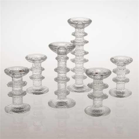 Timo Sarpaneva A Set Of Six Festivo Glass Candlesticks For Iittala