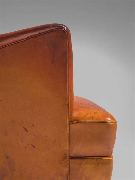 Frits Henningsen Cognac Wingback Easy Chair For Sale At 1stdibs