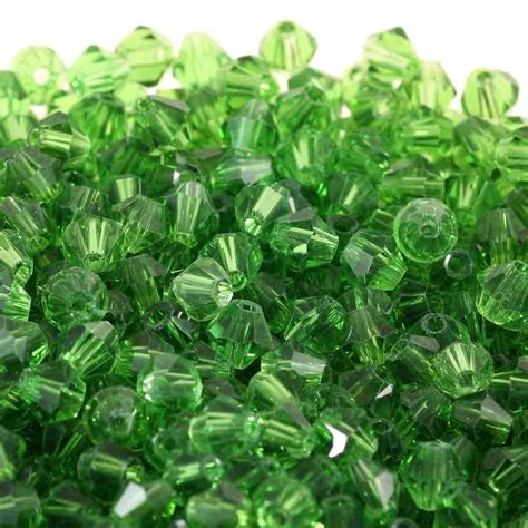 4mm Faceted Bicone Crystal Glass Beads Green 100pk Beads And