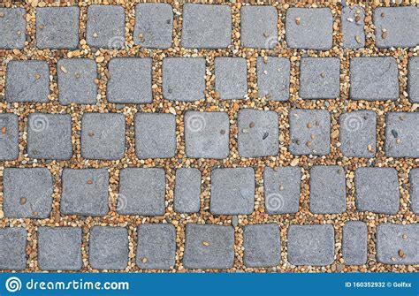 Pattern Square Stone Pavement With Gravel Background Walking Path