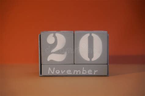 20 November On Wooden Grey Cubes Calendar Cube Date 20 November