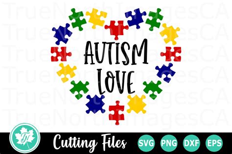 Autism Love Puzzle Heart An Autism Awareness Svg Cut File 247871