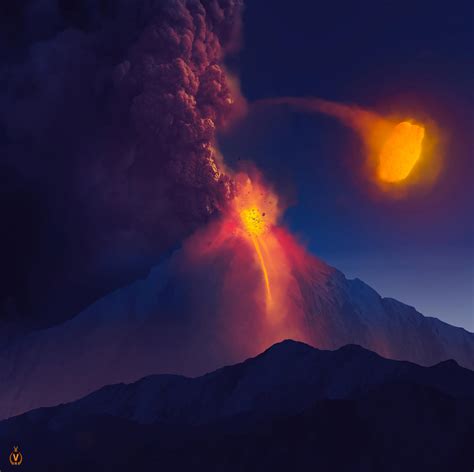 Wallpaper Volcano Mountain Art Stones Lava Hd Widescreen High