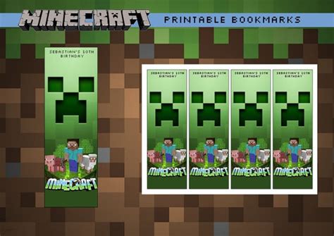 Minecraft Printable Bookmarks Minecraft Birthday Party Minecraft