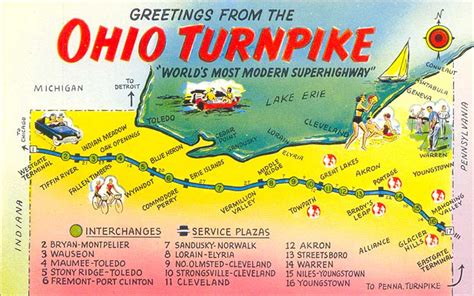 Postcard Gems Ohio Turnpike Map Maps Of Ohio